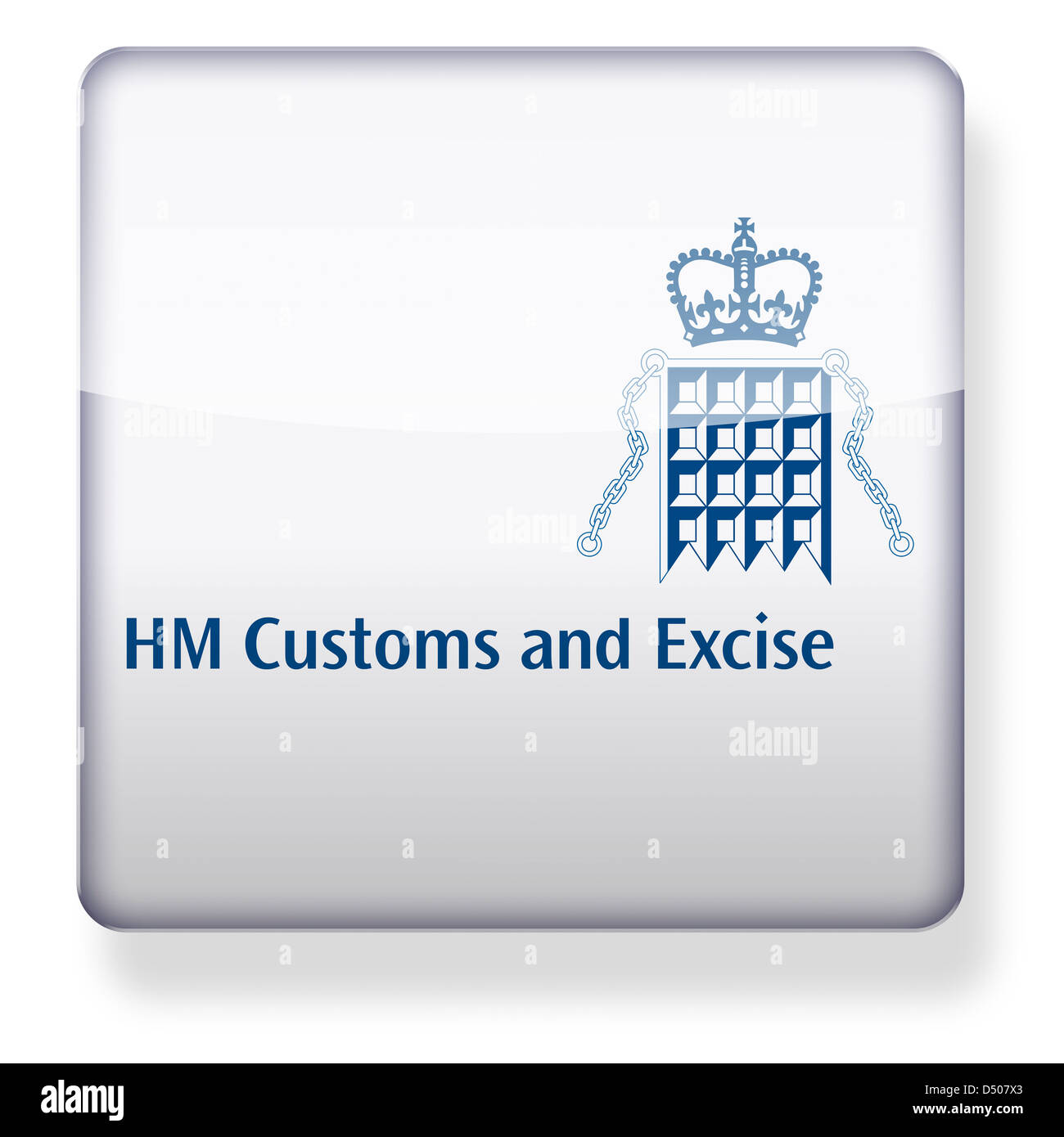 HM Customs & Excise logo as an app icon. Clipping path included. Stock Photo