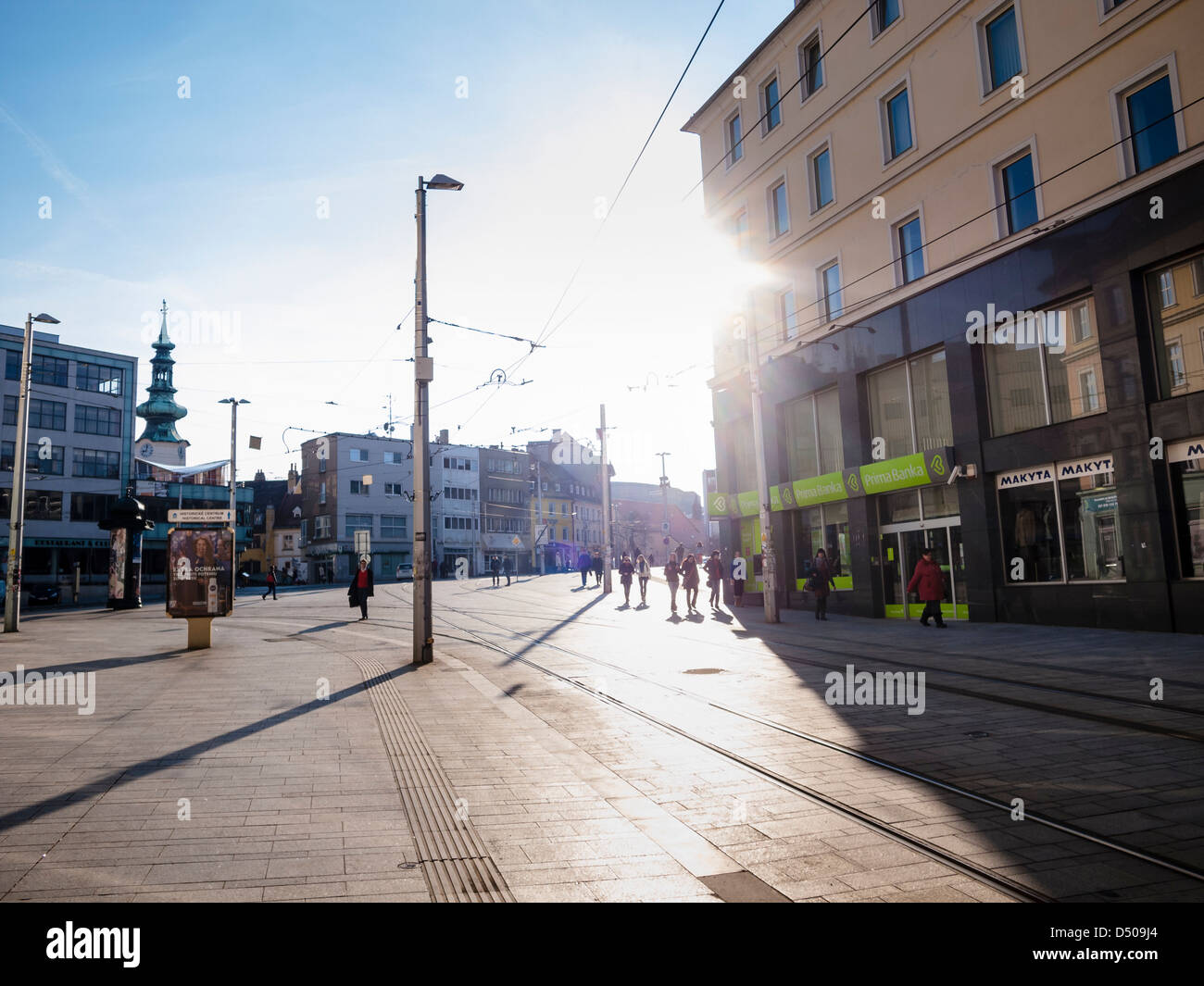 Obchodna street in strong sunshine Stock Photo