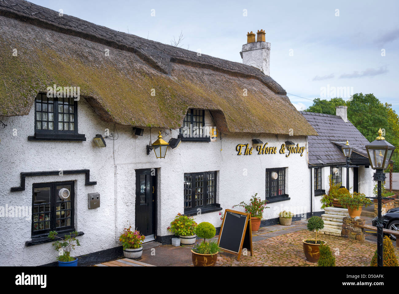 Old thatched inn Horse & Jockey in Llanvihangel Pontypool South Wales