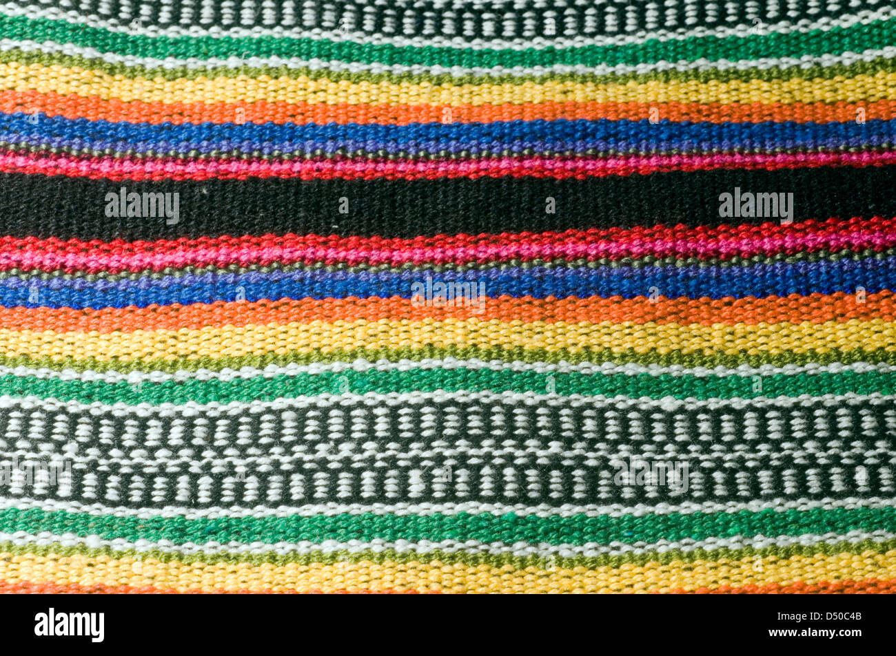 colorful cotton material textile used for Colombian men's shoulder bag sack from Colombia South America Stock Photo