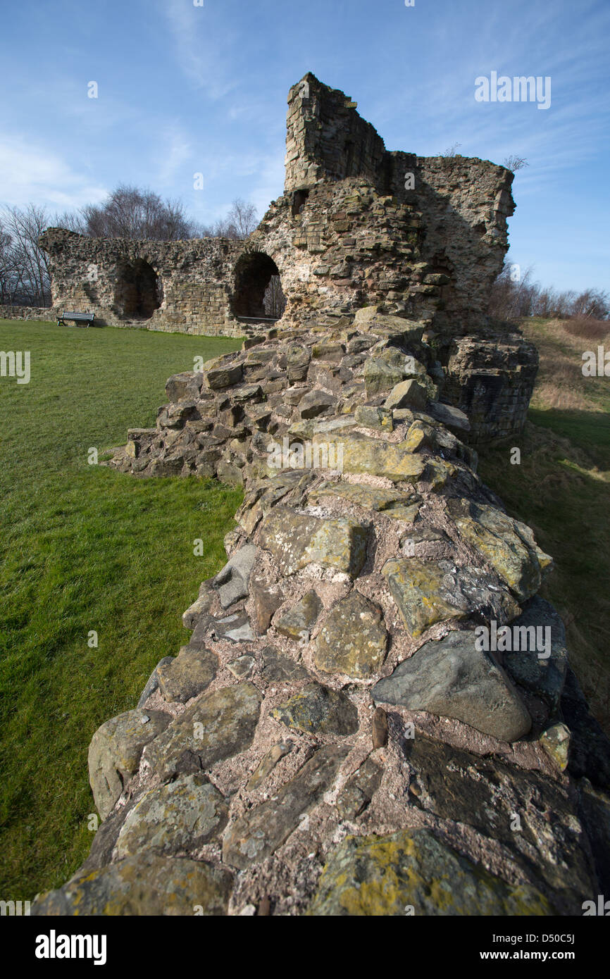 Town of Flint, Wales. The west curtain wall and north west tower of the 13th century Flint Castle ruins. Stock Photo