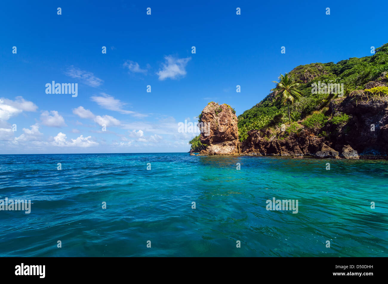 View of Morgan's Head natural rock formation in San Andres y Providencia, Colombia Stock Photo