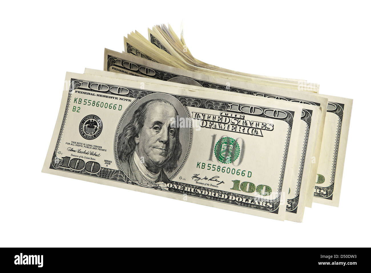 Pack of American money on the white background Stock Photo - Alamy