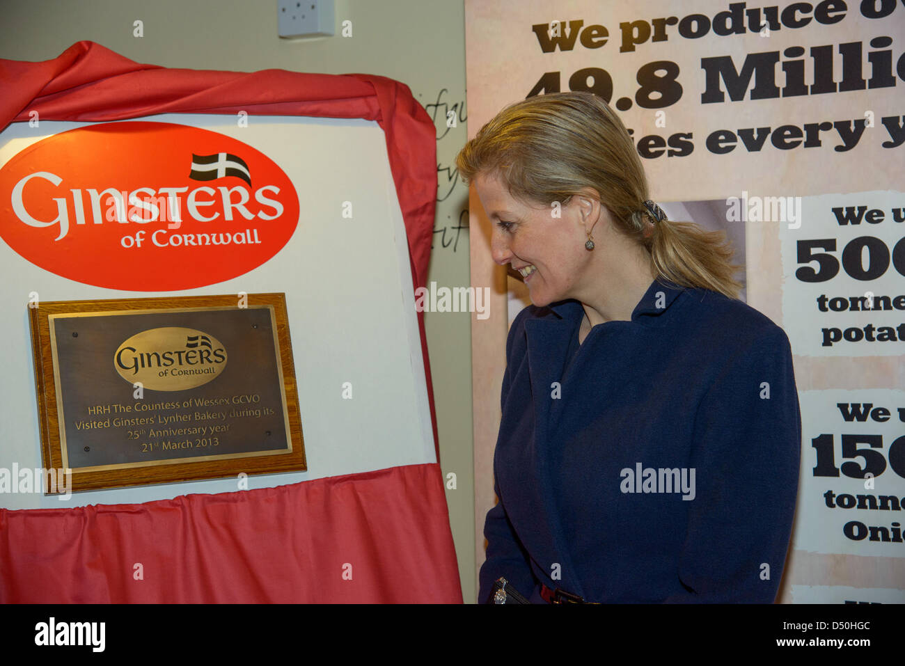 Callington, Cornwall, UK. 21st March 2013. Visit of Countess of Wessex unveiling plaque to celebrate 25th anniversary of Ginsters Callington.  Credit:  Sean Hernon / Alamy Live News Stock Photo