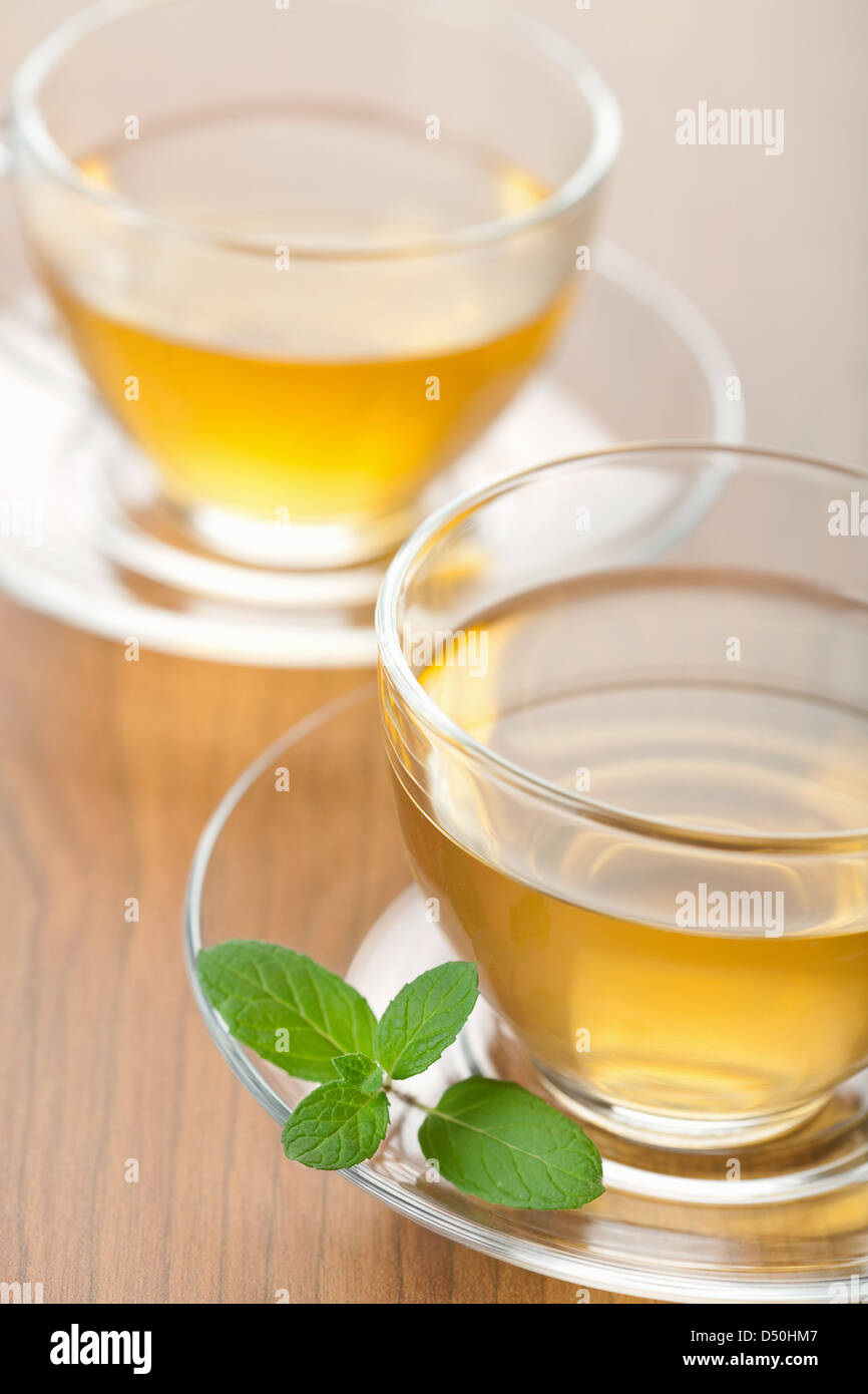green tea with mint Stock Photo