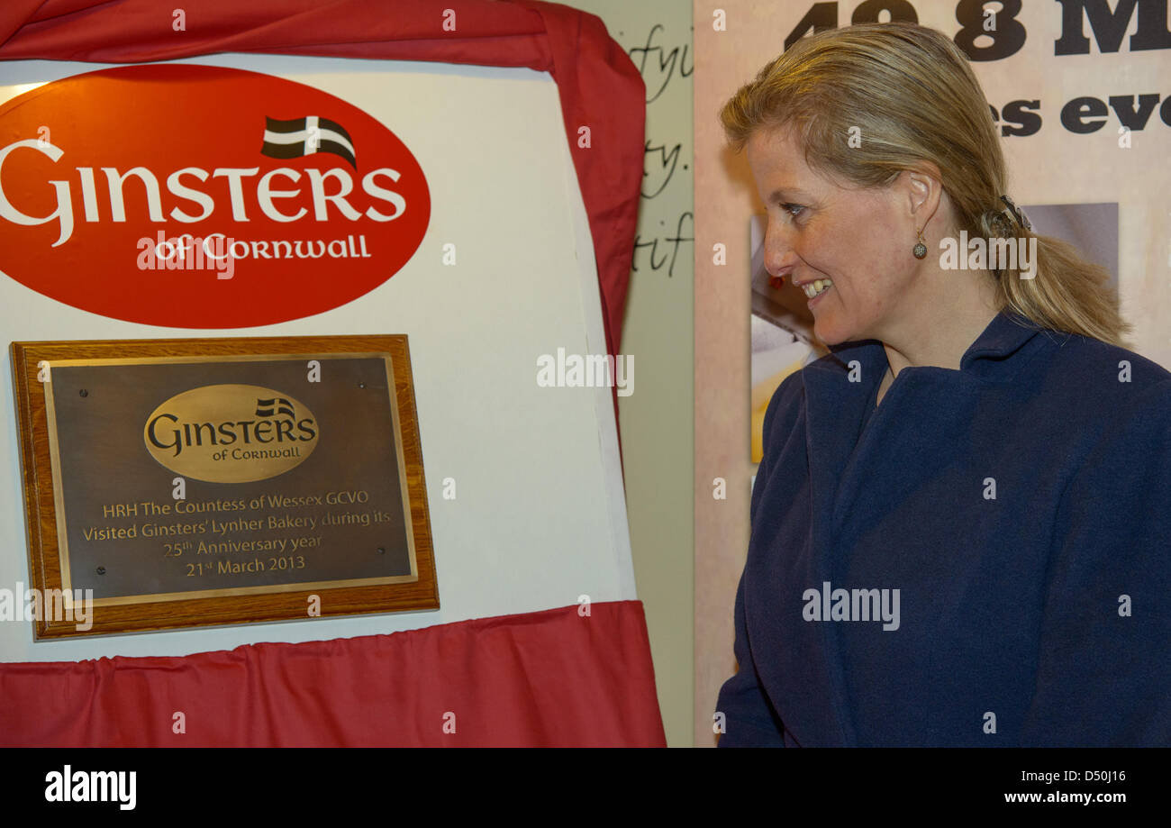 Callington, Cornwall, UK. 21st March 2013. Visit of Countess of Wessex unveiling plaque to celebrate 25th anniversary of Ginsters Callington..  Credit:  Sean Hernon / Alamy Live News Stock Photo