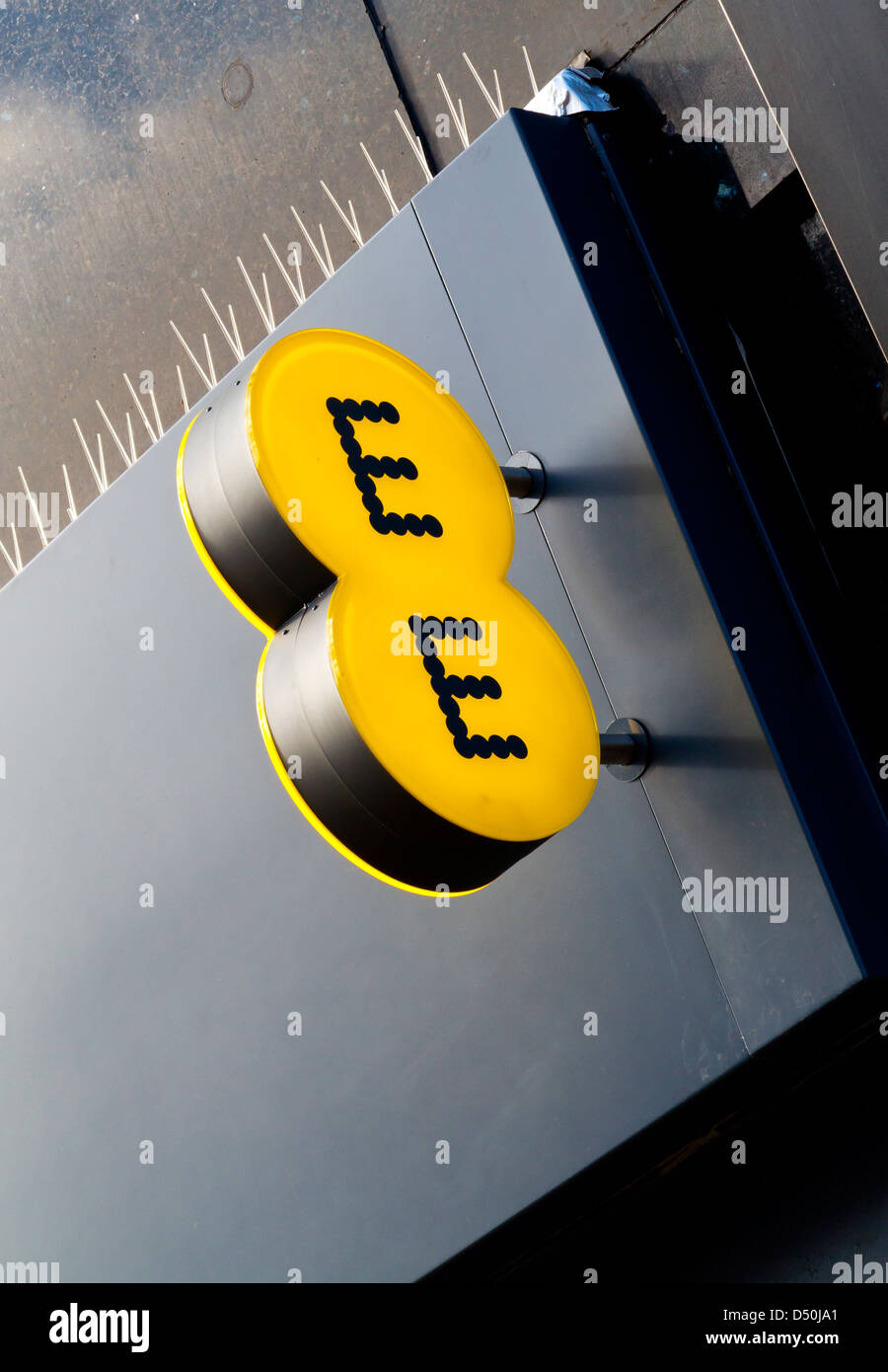 EE phone shop sign in the UK a brand formed in 2012 called Everything Everywhere bringing 4g