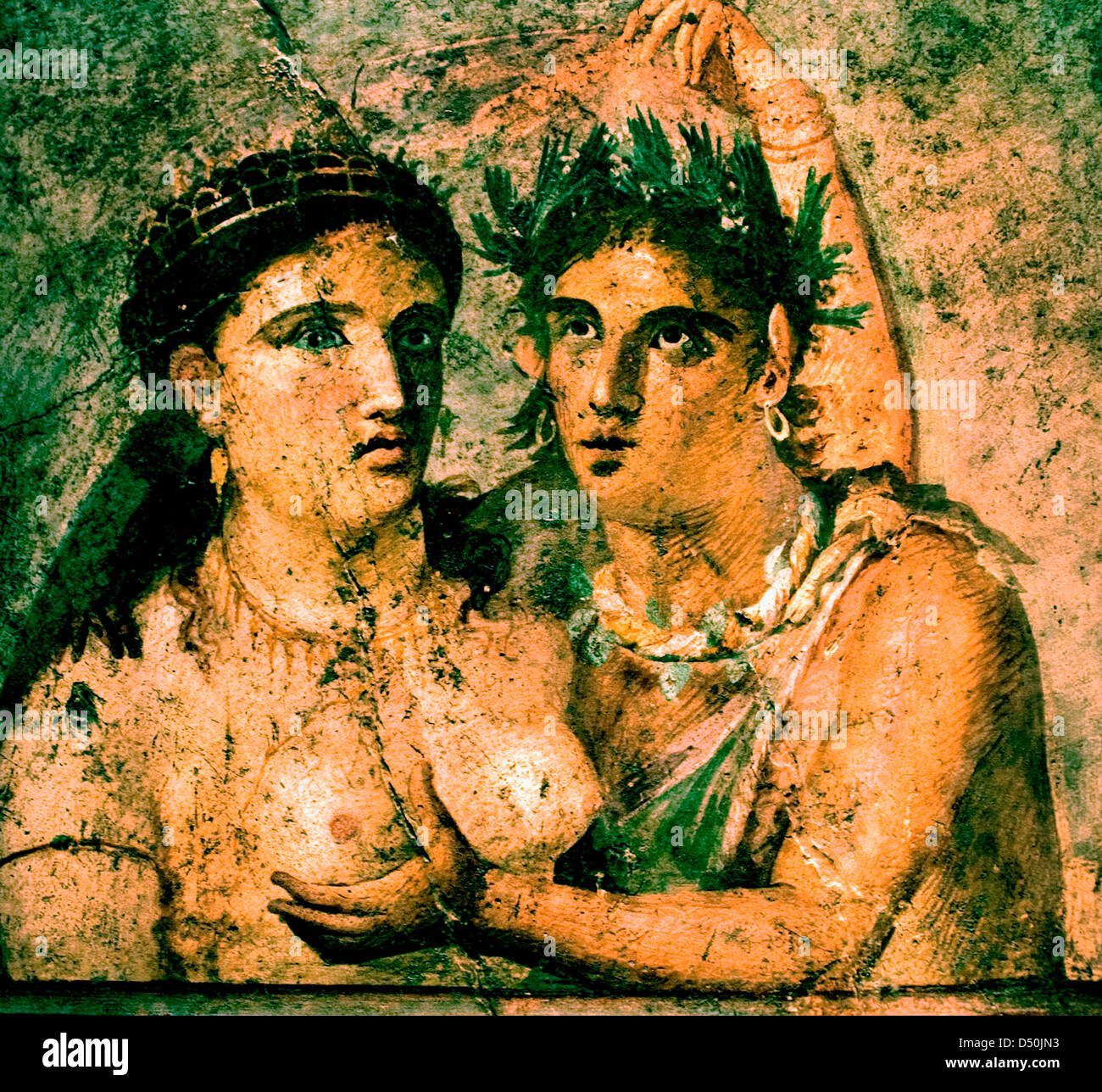 Pompeii Fresco Frescoes Roman porno sex woman man Secret Cabinet Stock Photo pic
