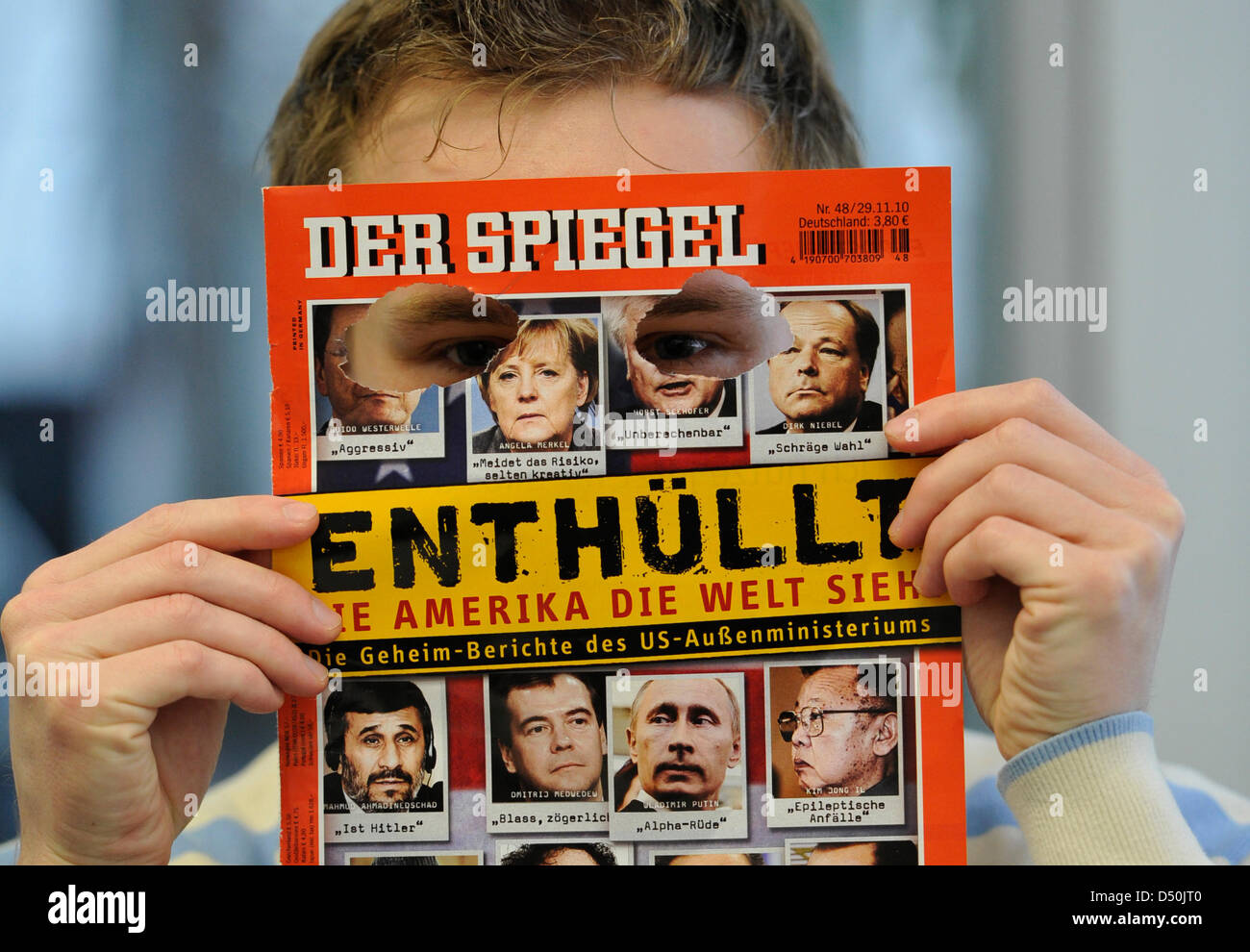 The cover of German weekly 'Der Spiegel' on WikiLeaks presenting  confidential documents in Munich, Germany, 29 November 2010. WikiLeaks  released hundreds of thousands of secret US documents on 28 November 2010  exposing