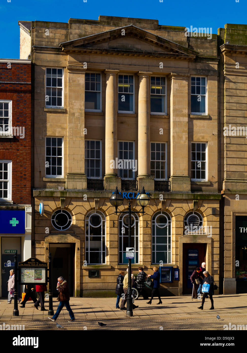 Georgian facade of Barclays Bank branch in Market Square Stafford Staffordshire England UK Stock Photo