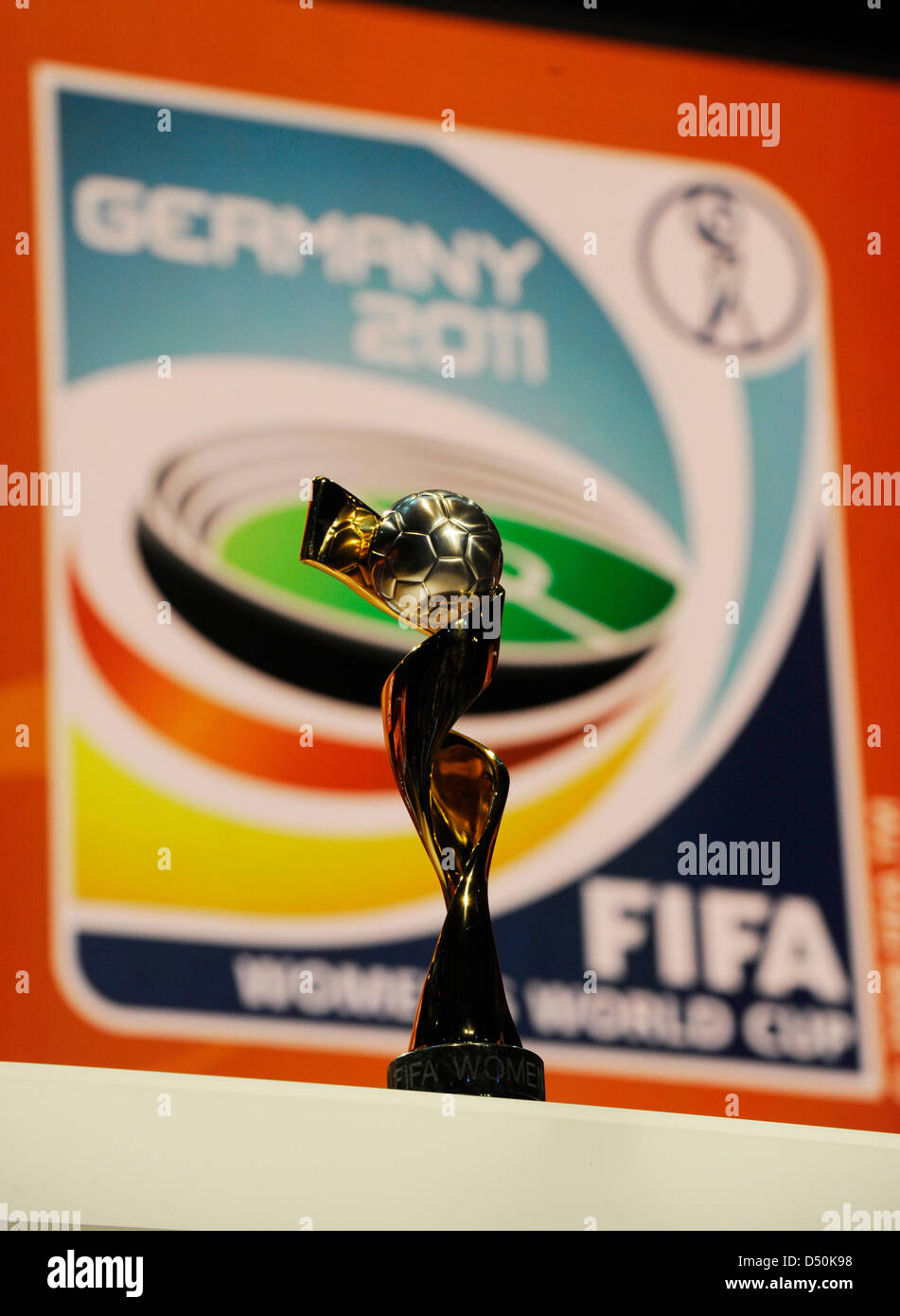 The Cup Of Fifa Women S World Cup 11 Stands On Stage Before The Stock Photo Alamy