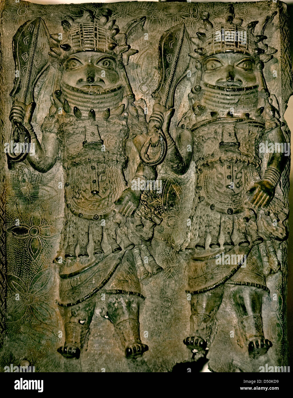 Bronze Brass plaque showing the Oba of Benin with attendants Edo ...