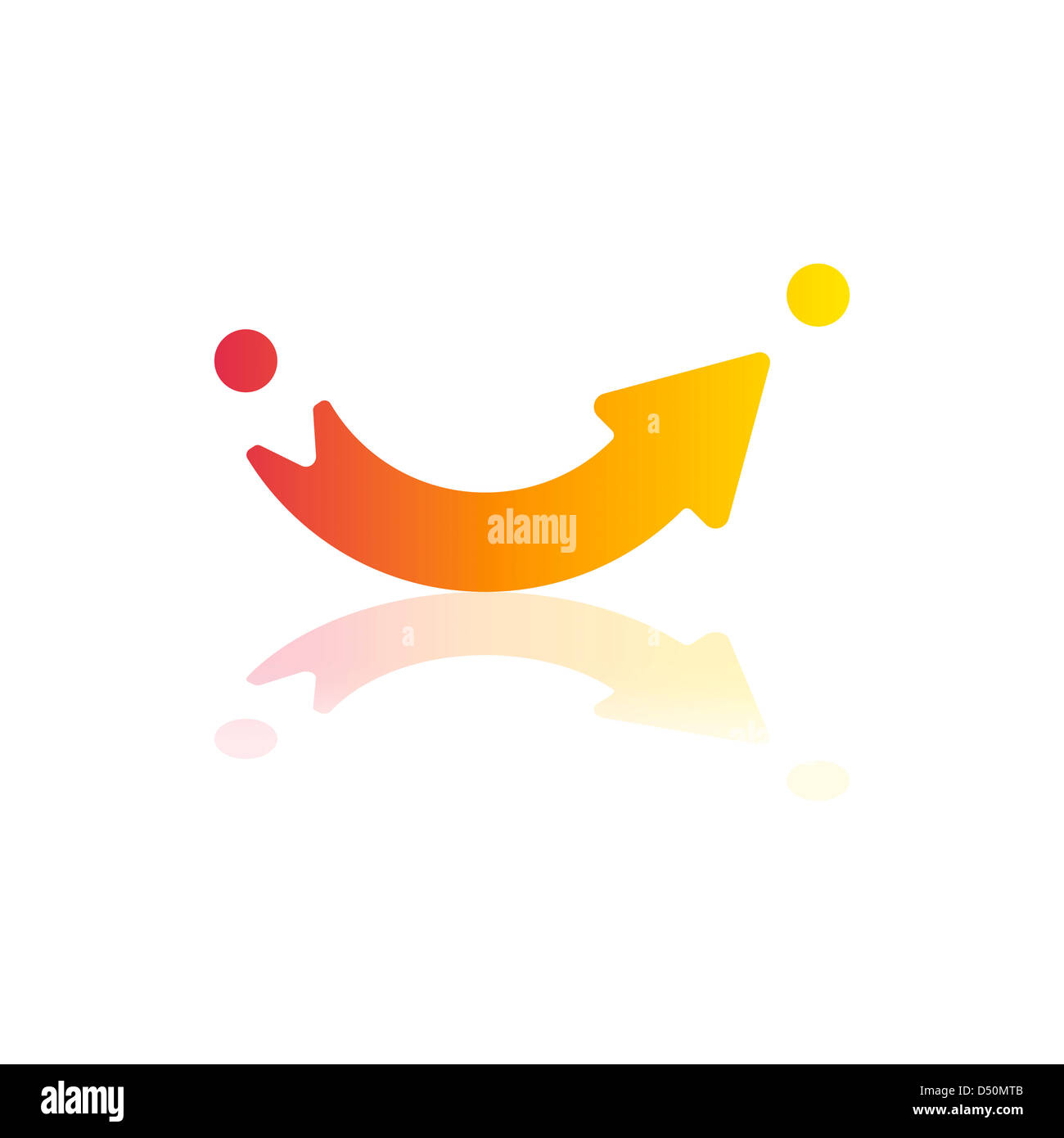 Curved Arrow Pointing From Point A to Point B Stock Photo - Alamy