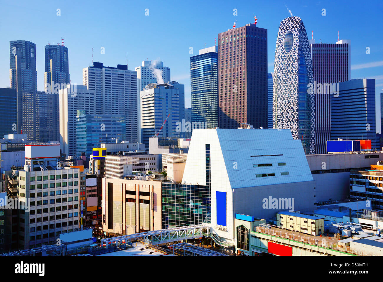 Dense buildings in Shinjuku Ward, Tokyo, Japan. Shinjuku is the main skyscraper district of the city. Stock Photo