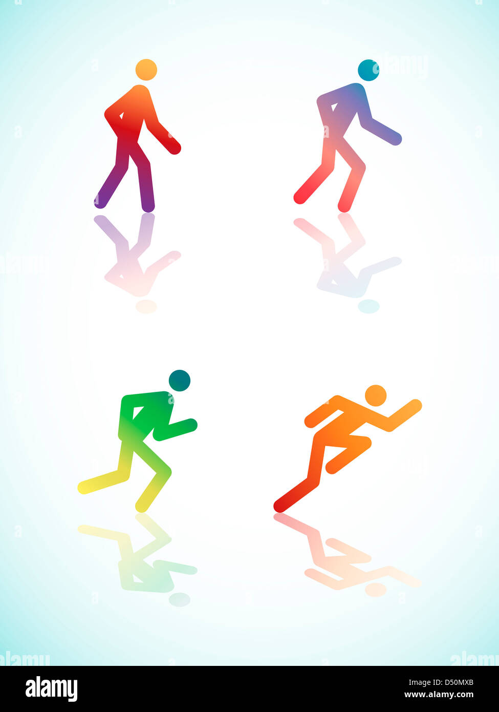 Running Pictionary Running Pictograms With Reflections - Vector Illustrations Stock Photo ...
