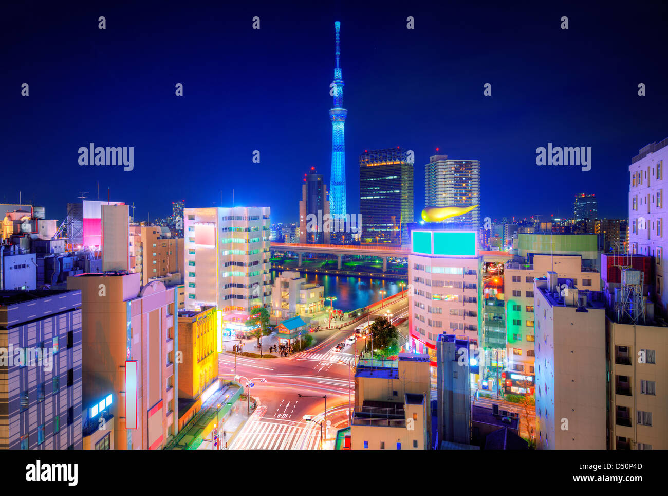 Skyline from Asakusa and Tokyo Sky Tower in Tokyo, Japan. Stock Photo