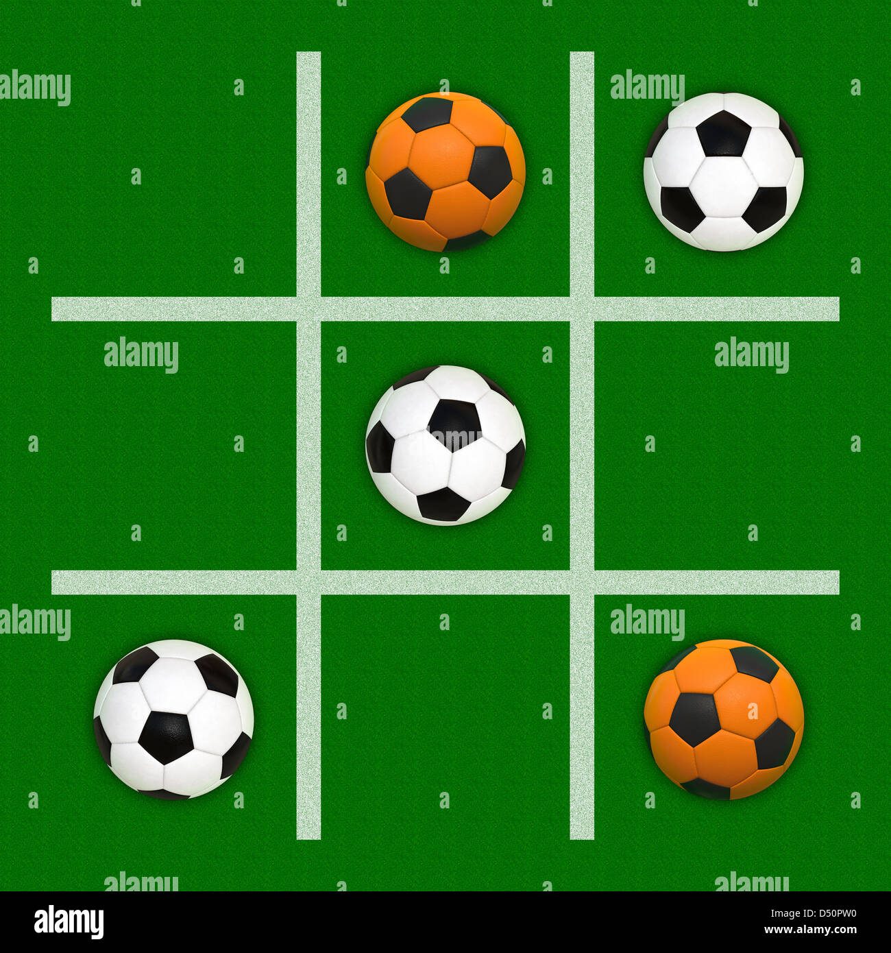 Tic-Tac-Toe Game With Soccer Balls Instead of Circles and Crosses