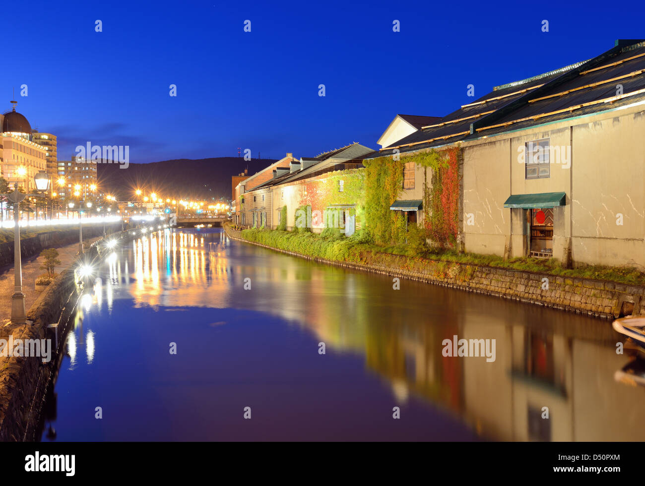 Historic Otaru Canals in Otaru, Hokkaido Prefecture, Japan. Stock Photo