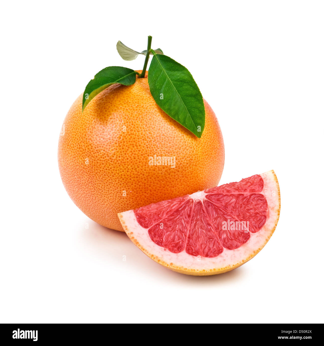 grapefruit with leaf isolated on white Stock Photo
