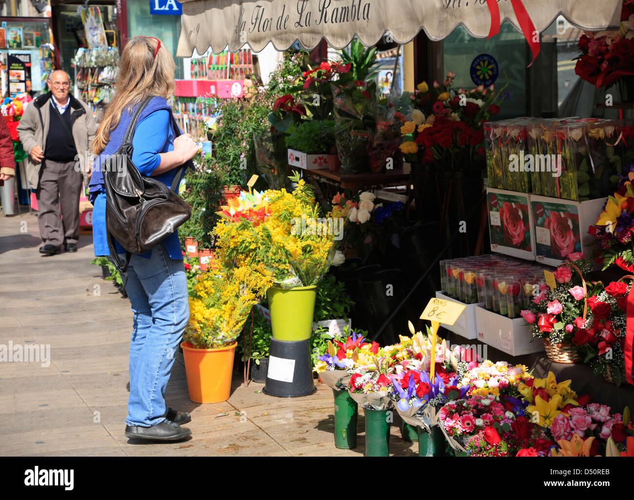 Selling flowers at Ramblas, Barcelona, Spain Stock Photo Alamy
