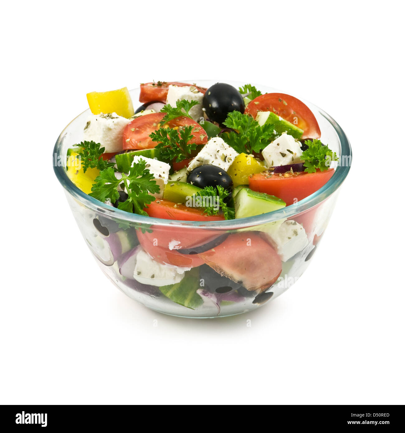 salad in bowl isolated on white Stock Photo