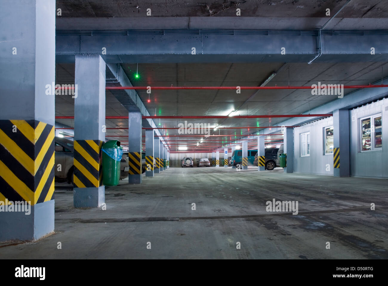 view of underground parking with column Stock Photo - Alamy
