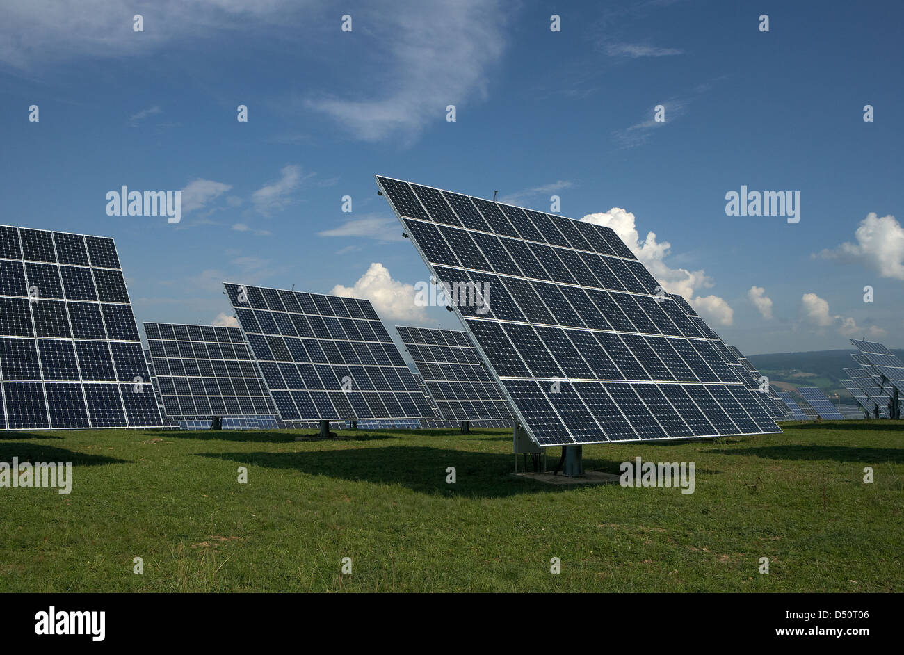 Bindlach, Germany, a solar tracker Freiflaechenphotovoltaikanlage Stock Photo
