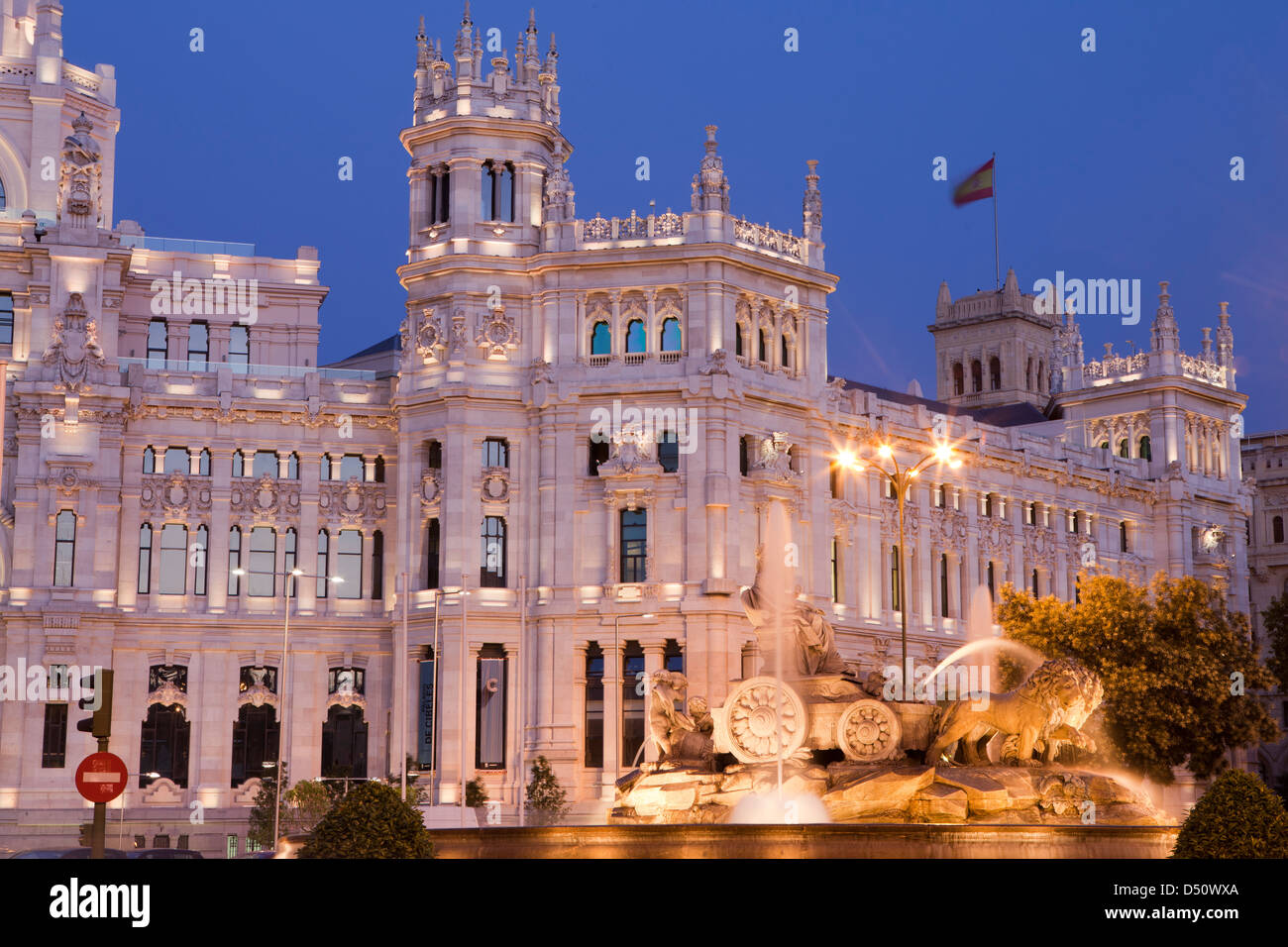 Cibeles Palace and Fountain, Madrid, Spain Stock Photo