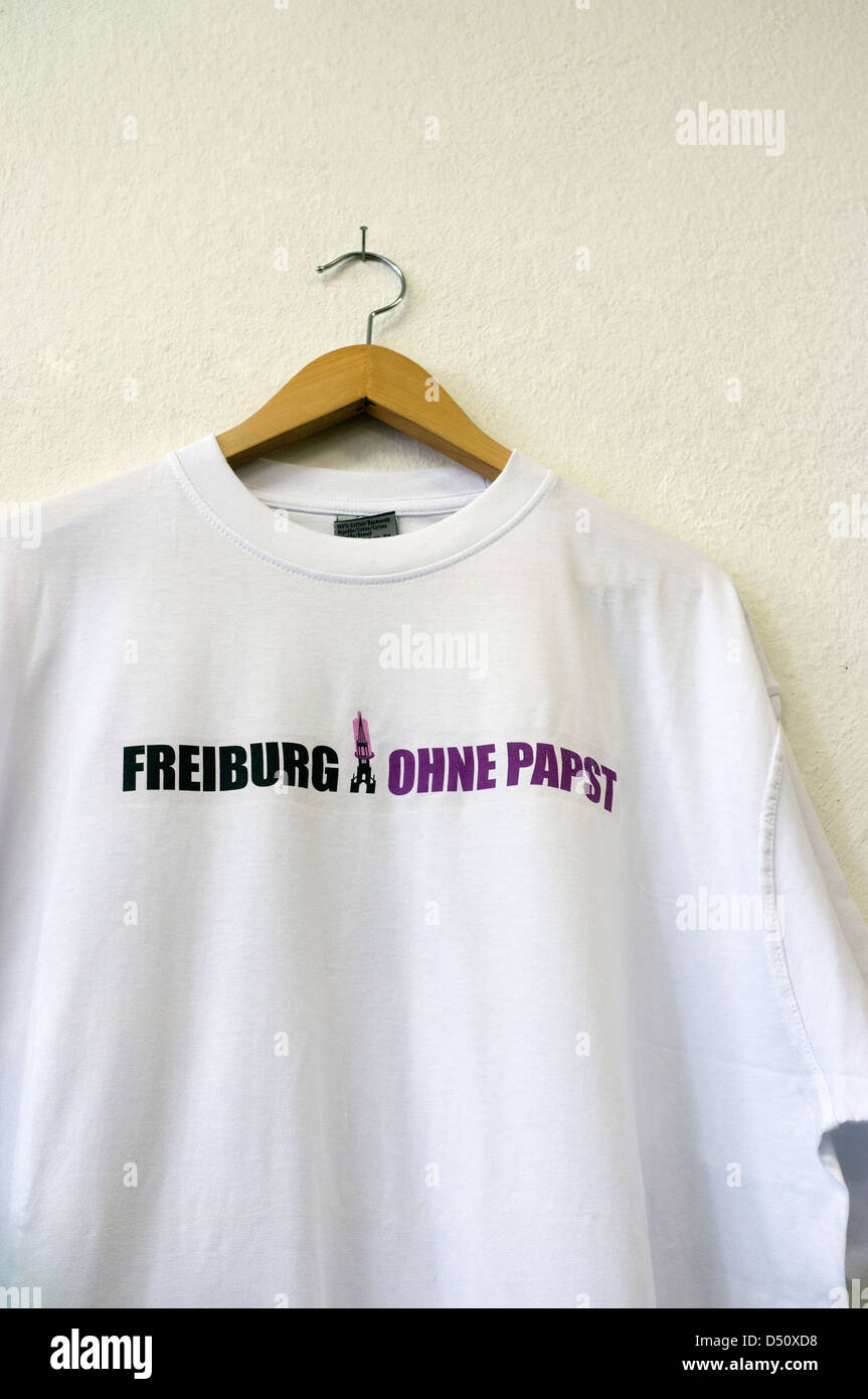 Freiburg, Germany, T-shirt with the Muensterturm and condom for Pope's  visit Stock Photo - Alamy