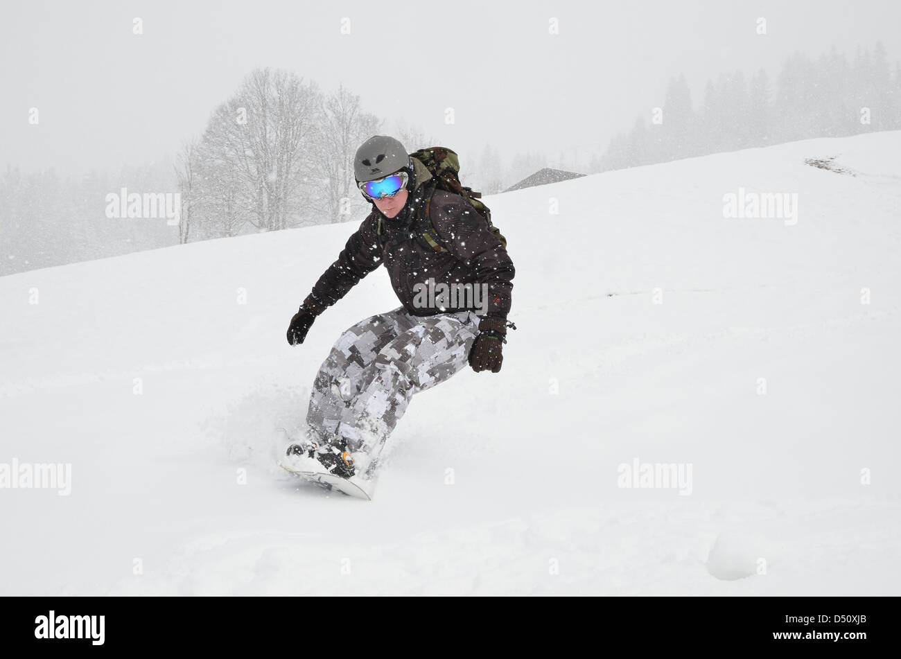 Snowboarding in Austria Stock Photo