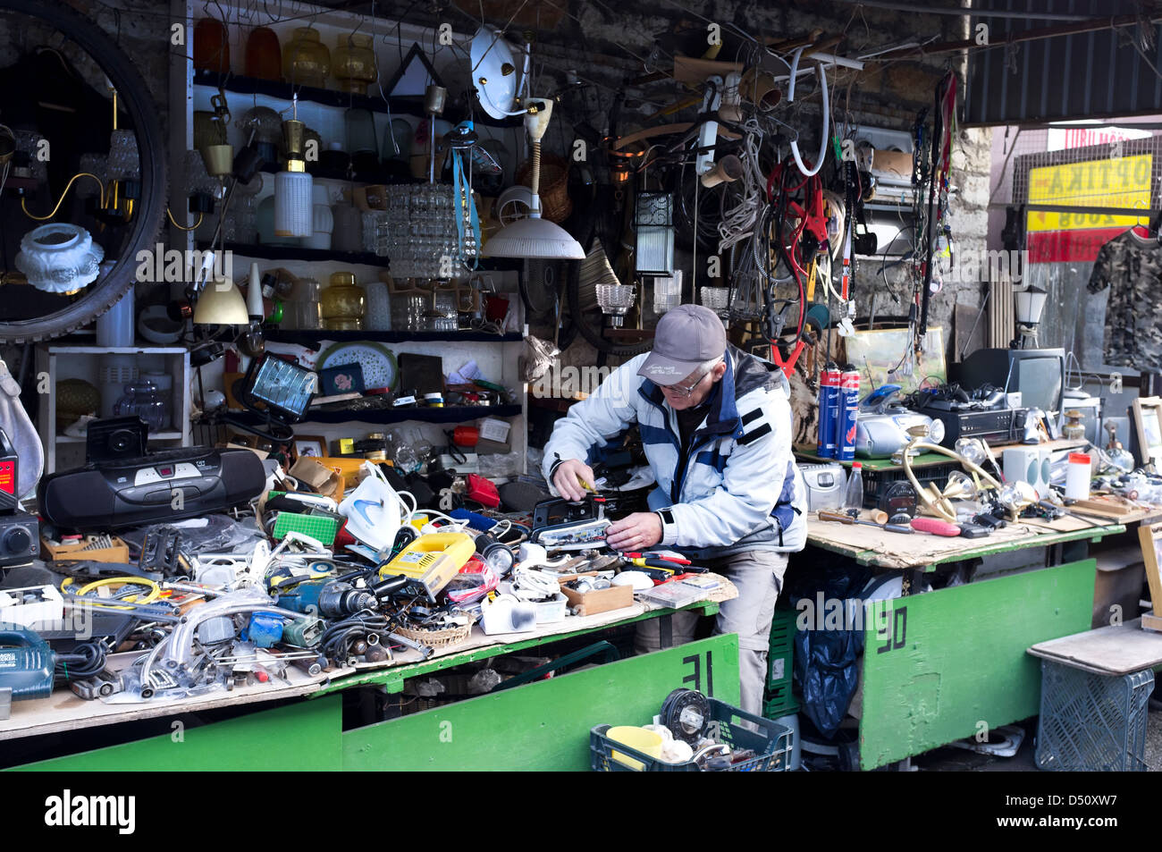 Tallinn, Estonia, flea market booth at the Russian Market Stock Photo ...