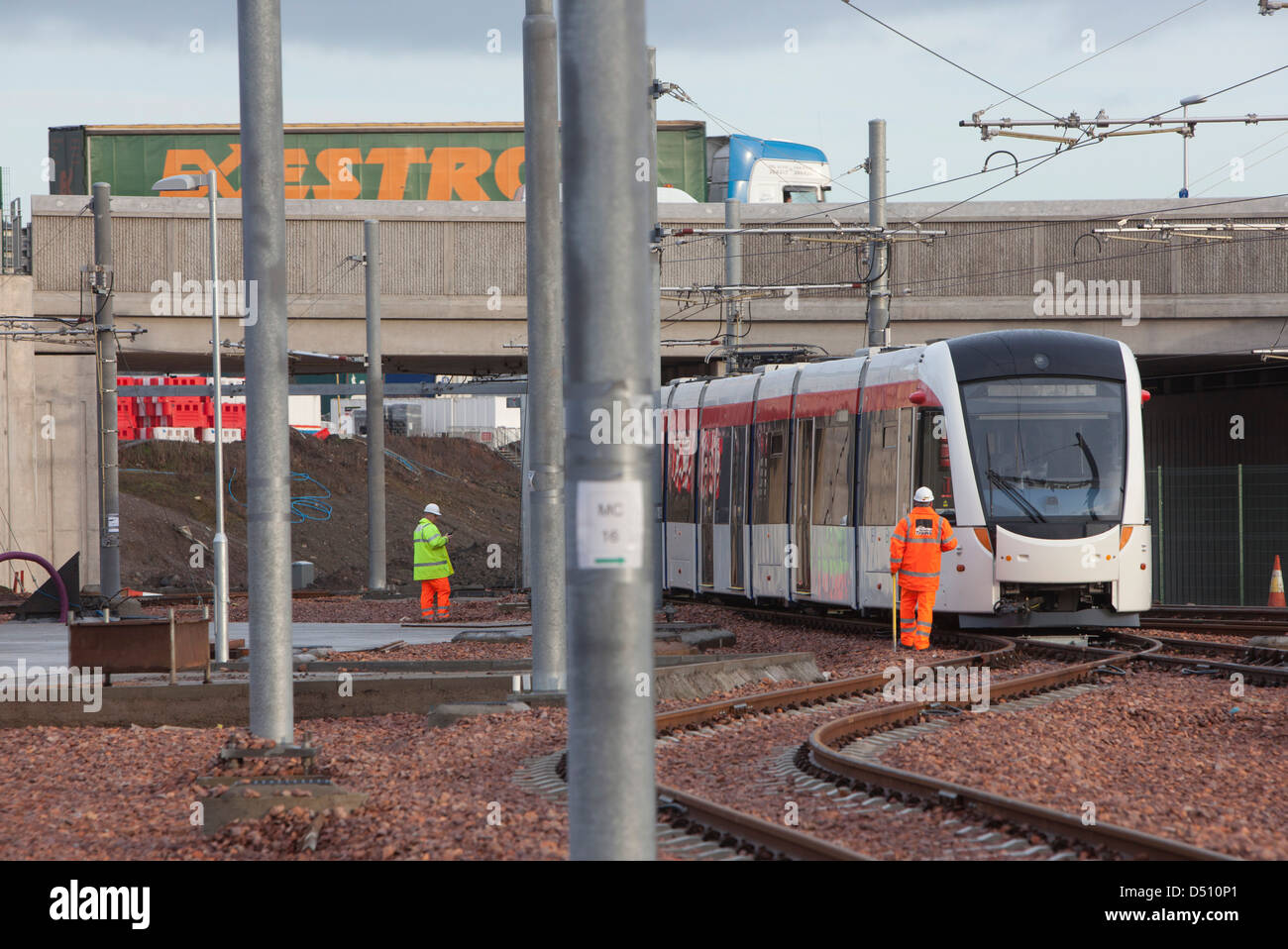 Edinburgh Trams at the Gogar tram depot Stock Photo - Alamy