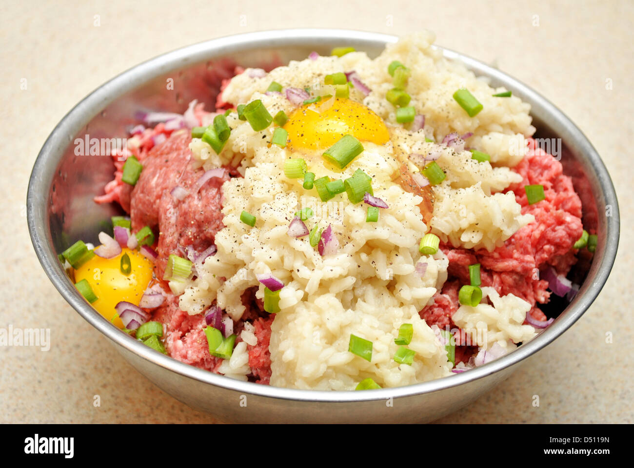 Meat and Rice Stuffing Mix Stock Photo - Alamy