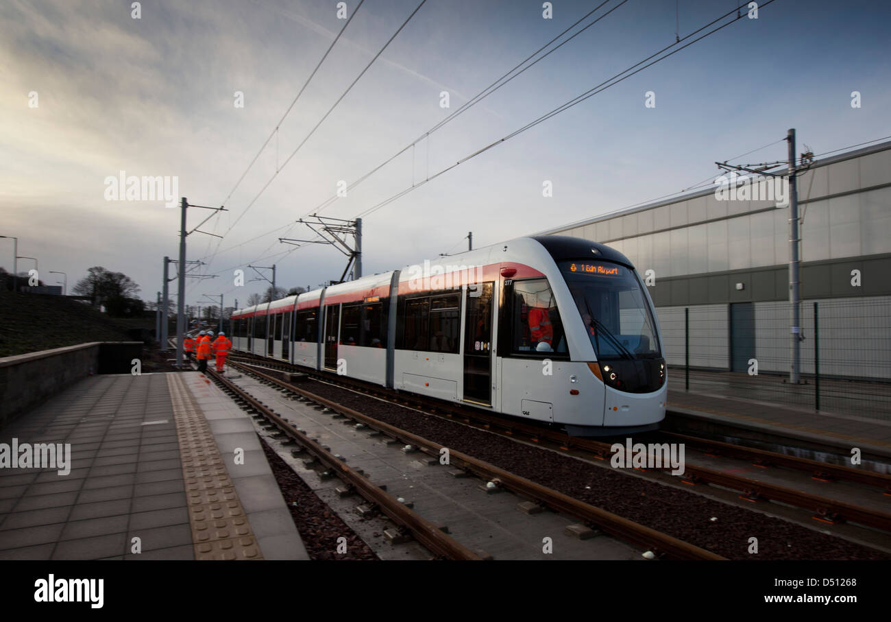 Edinburgh Trams at the Gogar tram depot Stock Photo - Alamy