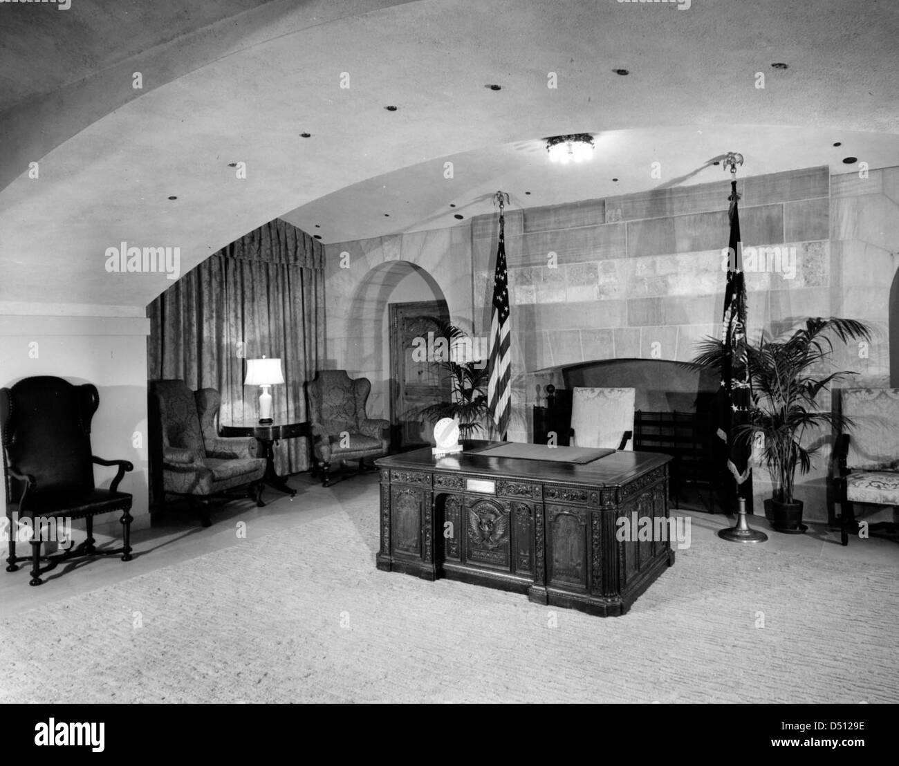 Broadcast Room on Ground Floor of White House, 03/1952 Stock Photo