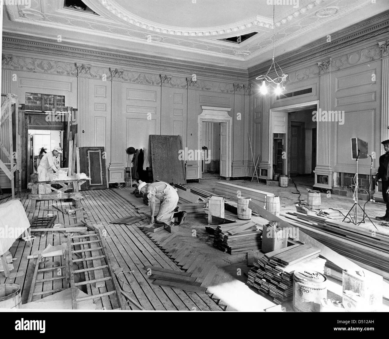 Northeast View of the State Dining Room during the White House Renovation, 01/23/1952 Stock Photo