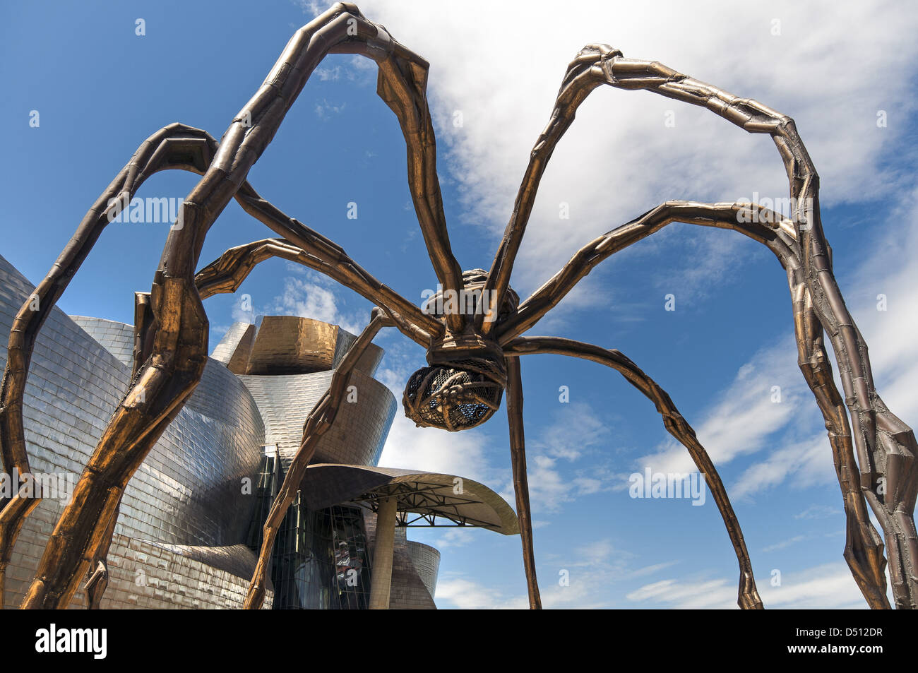 The Guggenheim Museum and the Maman sculpture by the artist Louise Bourgeois located in Bilbao