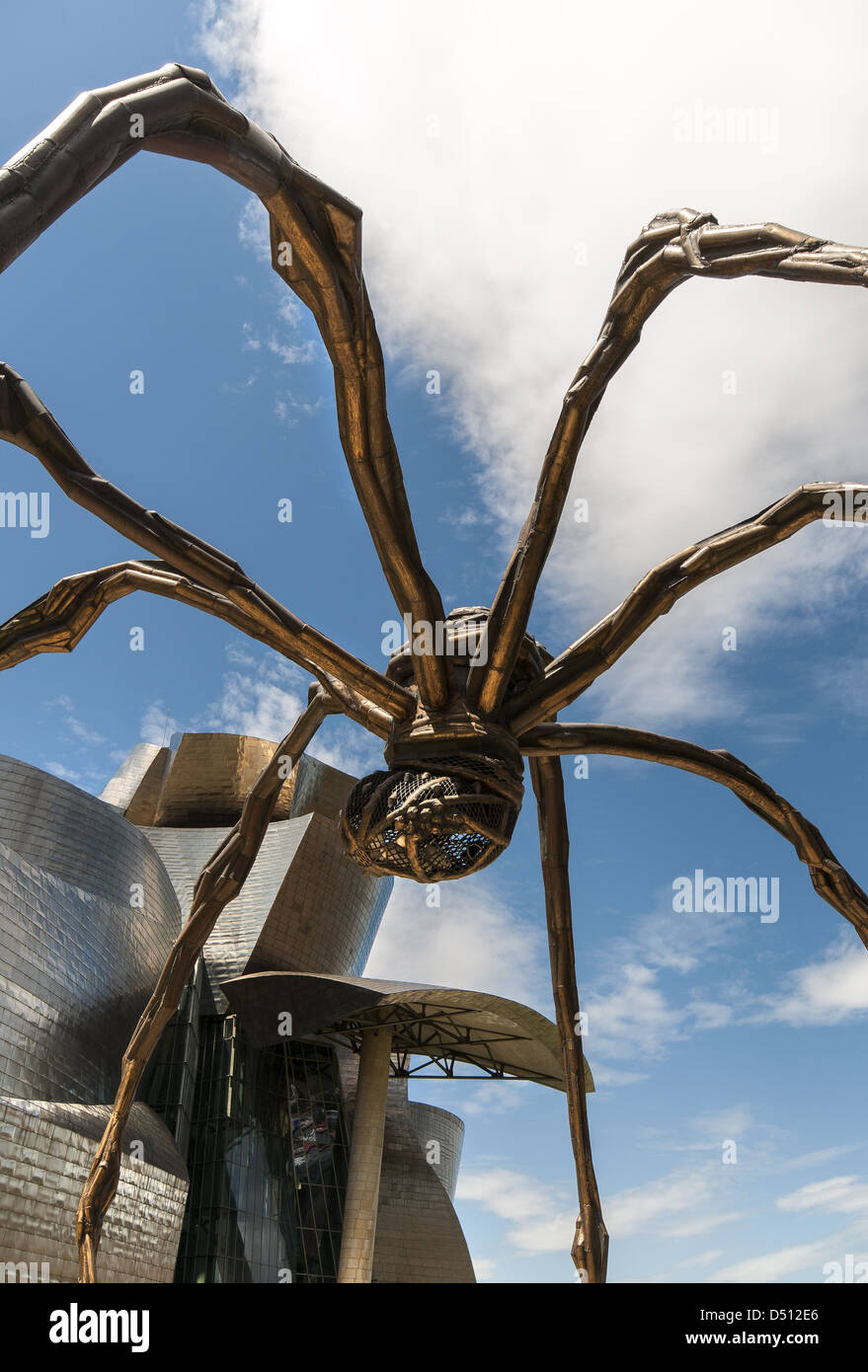 The Guggenheim Museum and the Maman sculpture by the artist Louise Bourgeois located in Bilbao