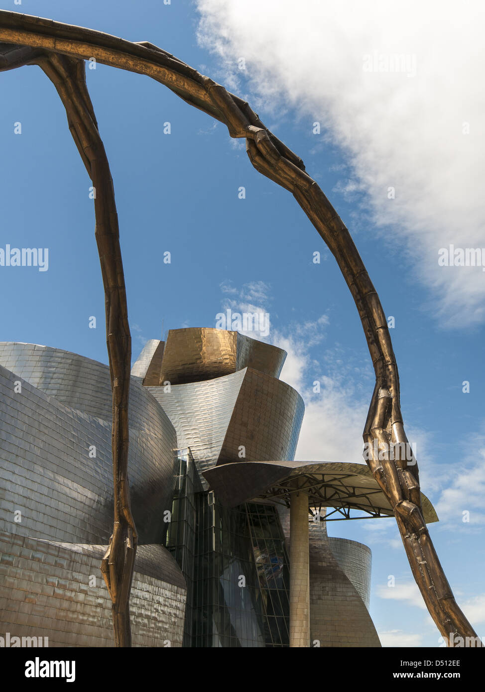The Guggenheim Museum and the Maman sculpture by the artist Louise Bourgeois located in Bilbao