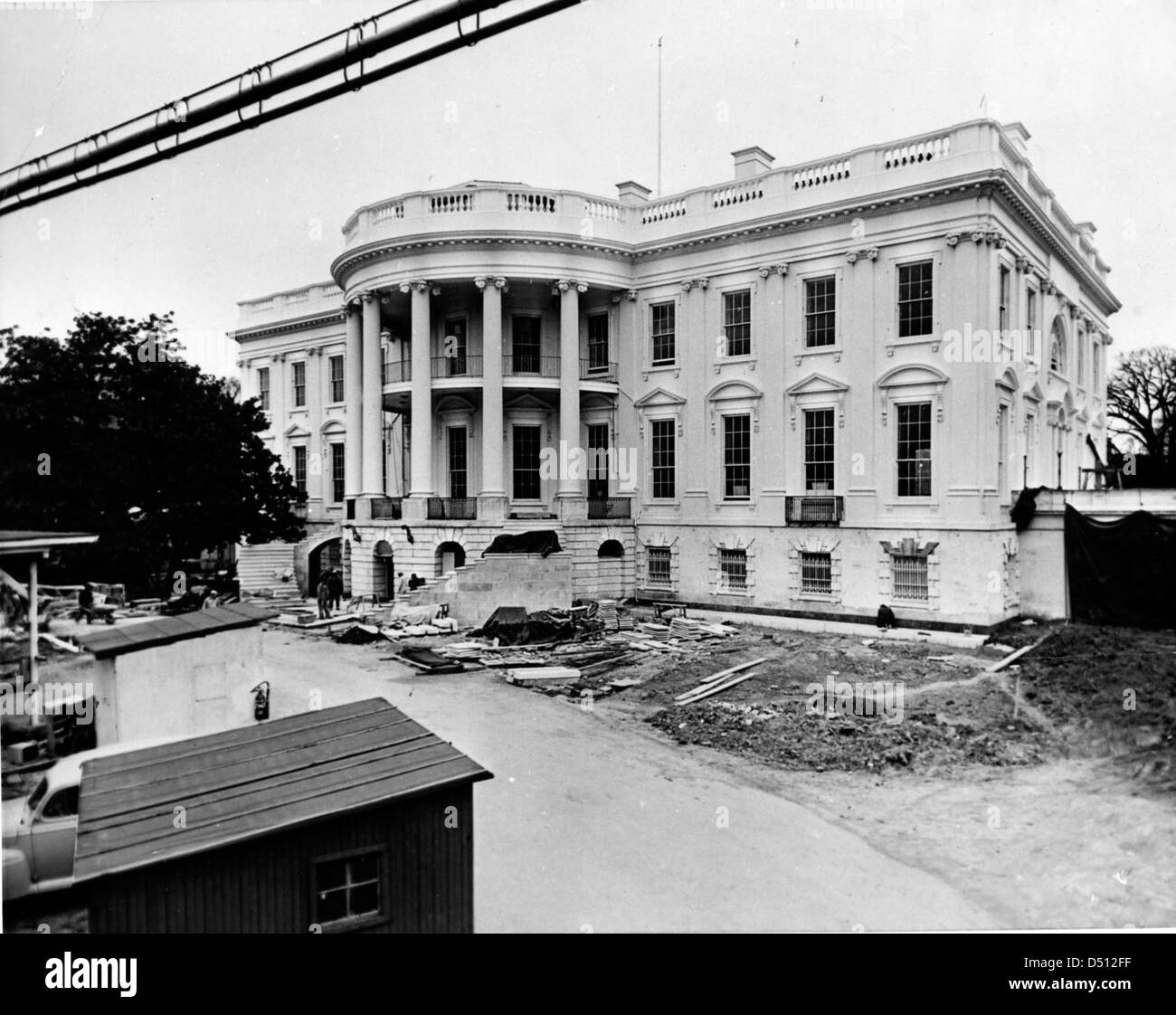 View of the South Portico of the White House, 02/16/1952 Stock Photo