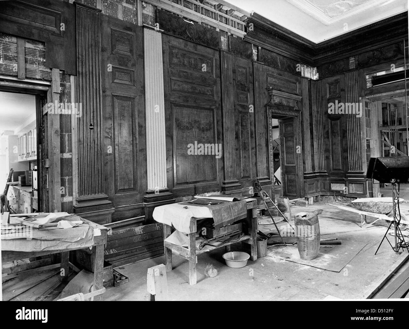 Northeast View of the State Dining Room during the White House Renovation, 11/21/1951 Stock Photo