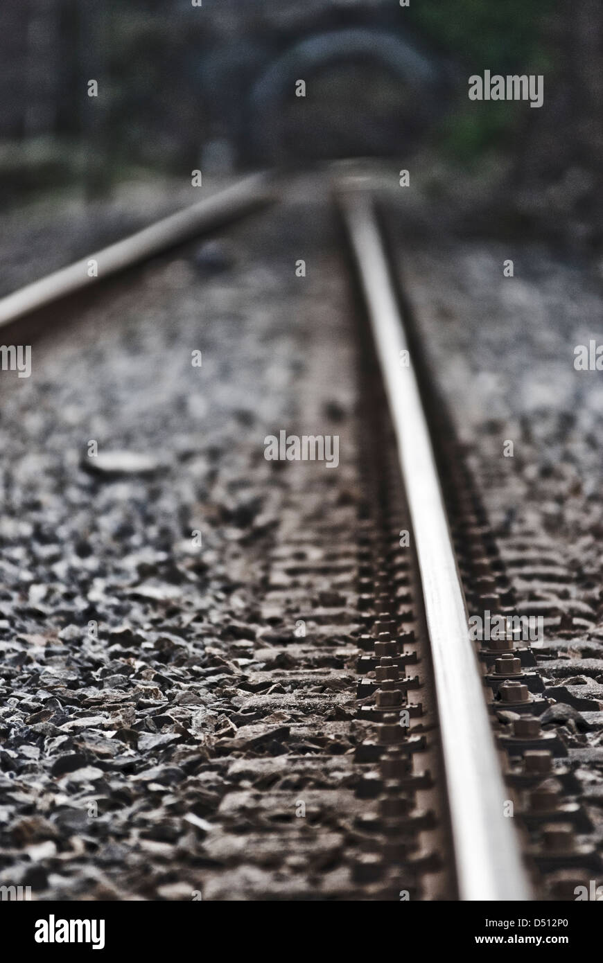 rails of the railway track with antique effect Stock Photo - Alamy