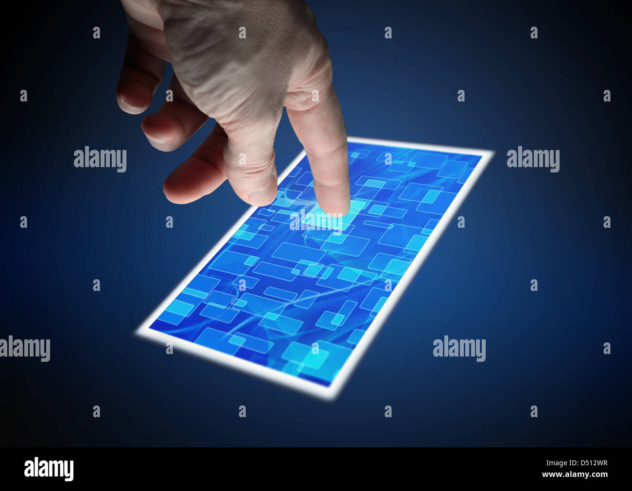 touching screen (with clipping path) Stock Photo