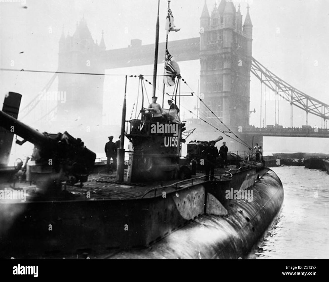 ‘U155’ at Tower Bridge Stock Photo