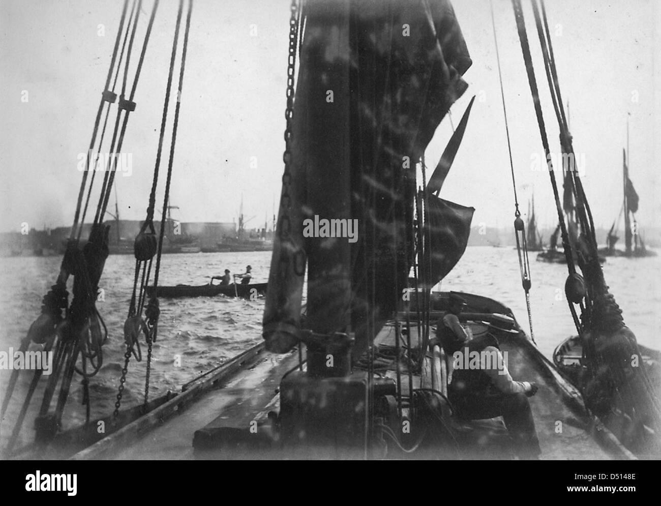 On board a sail barge Stock Photo Alamy