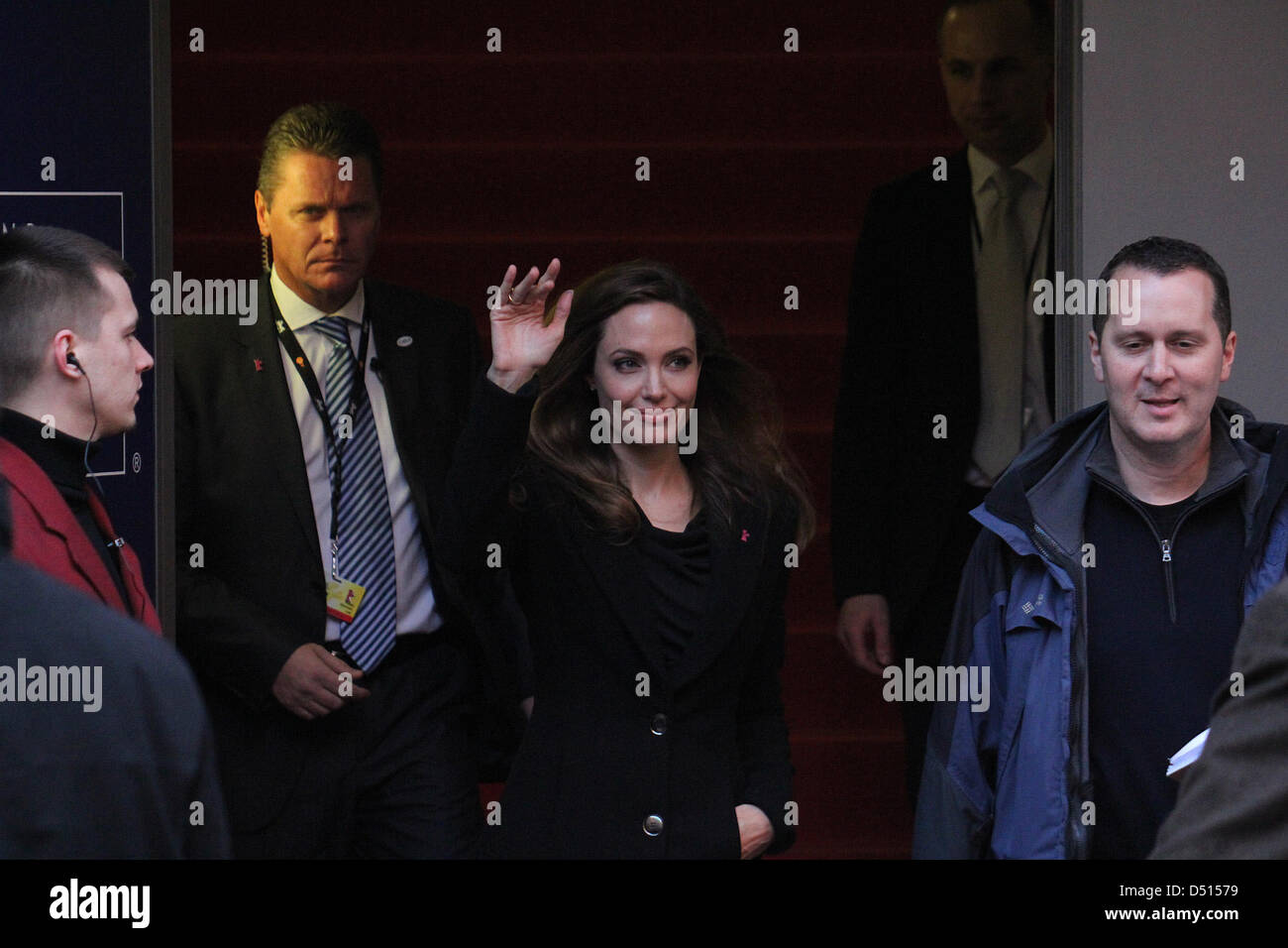 Angelina Jolie signing autographs outside Hyatt Hotel during the 62nd