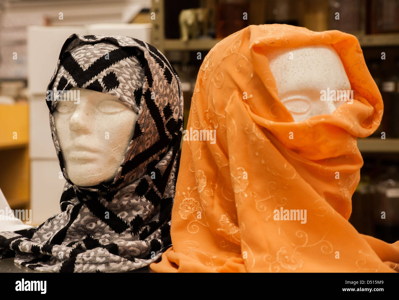 two MANNEQUIN HEAD WITH HEADSCARF Stock Photo Alamy