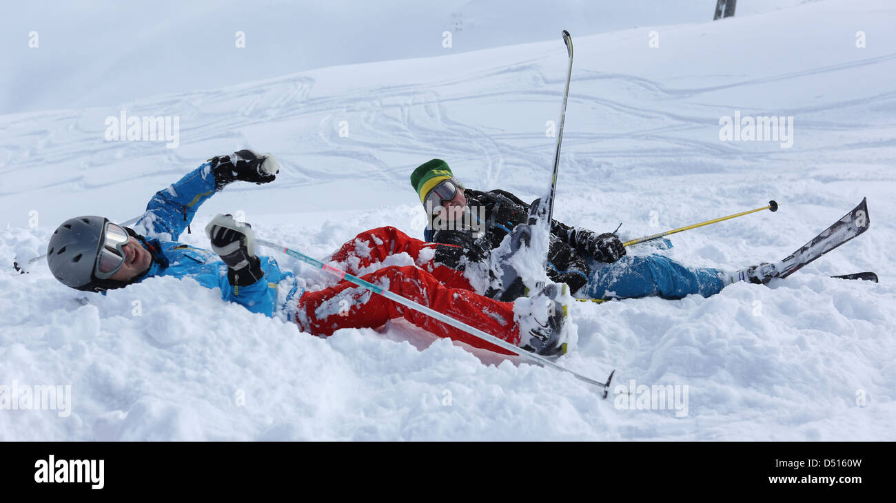 Krippenbrunn, Austria, men have crashed while skiing Stock Photo