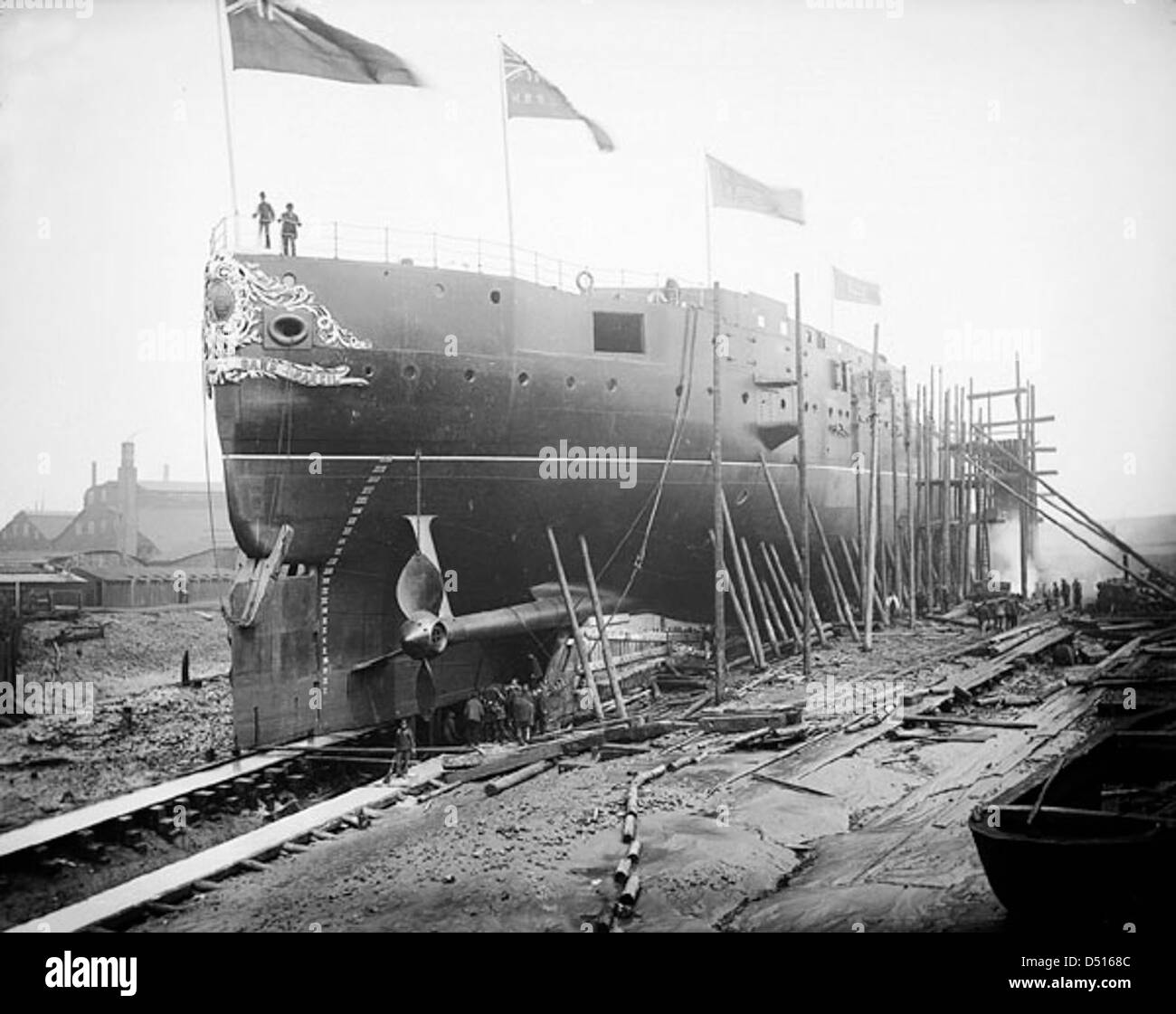 HMS 'Sans Pareil' ready for launching, Thames Ironworks, Blackwall Stock Photo
