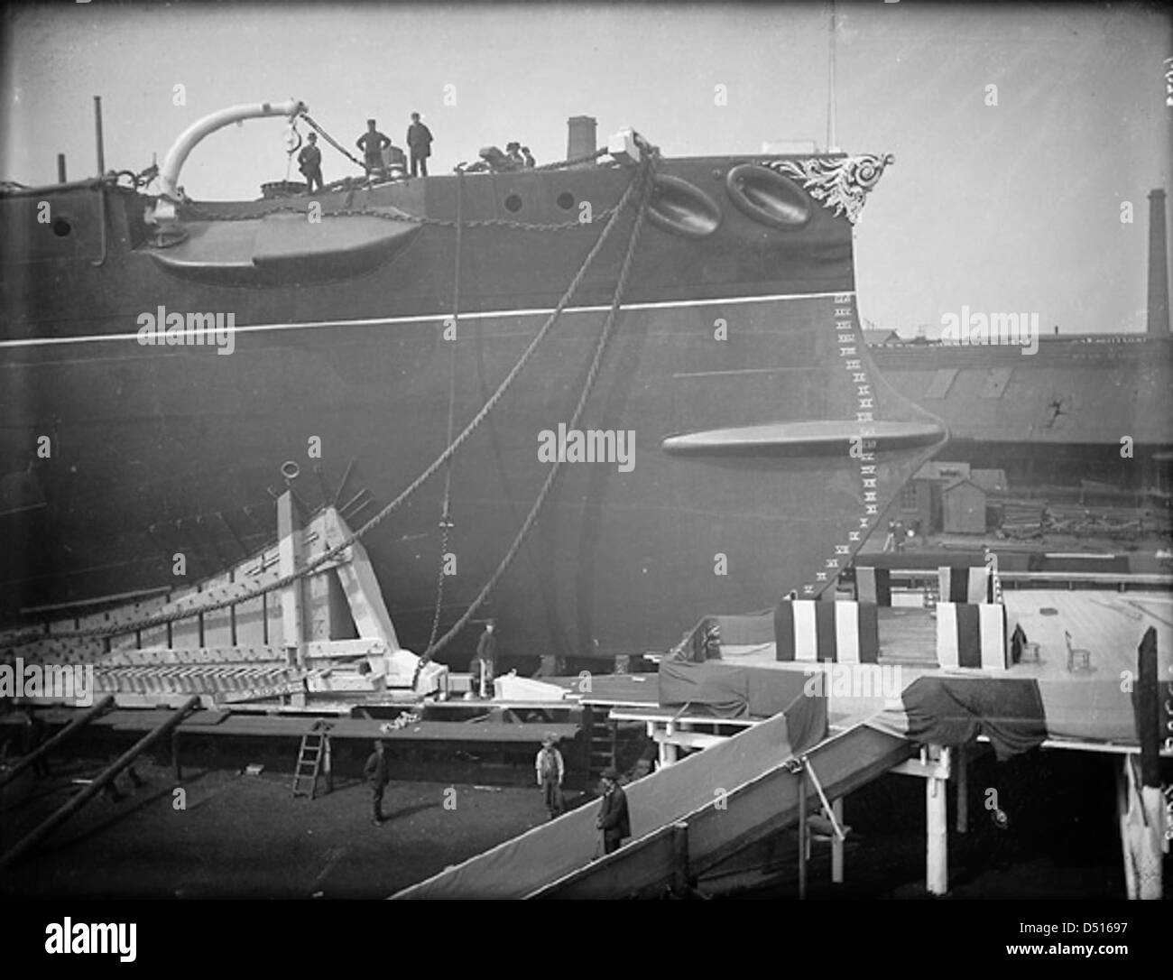 HMS 'Sans Pareil' on the stocks at Thames Ironworks Stock Photo